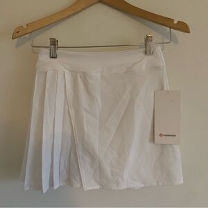 NWT Lululemon Asymmetrical Pleated Tennis Skirt, White, 2